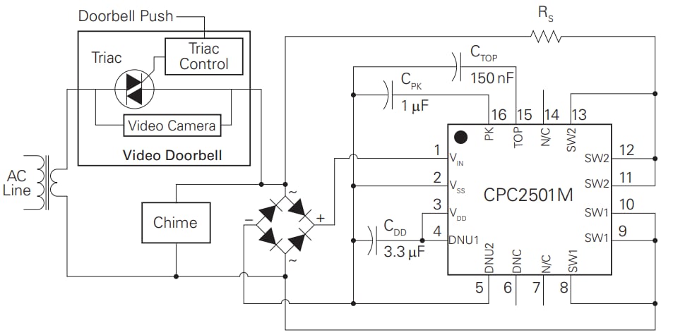 应用电路图 - Littelfuse CPC2501M固态继电器